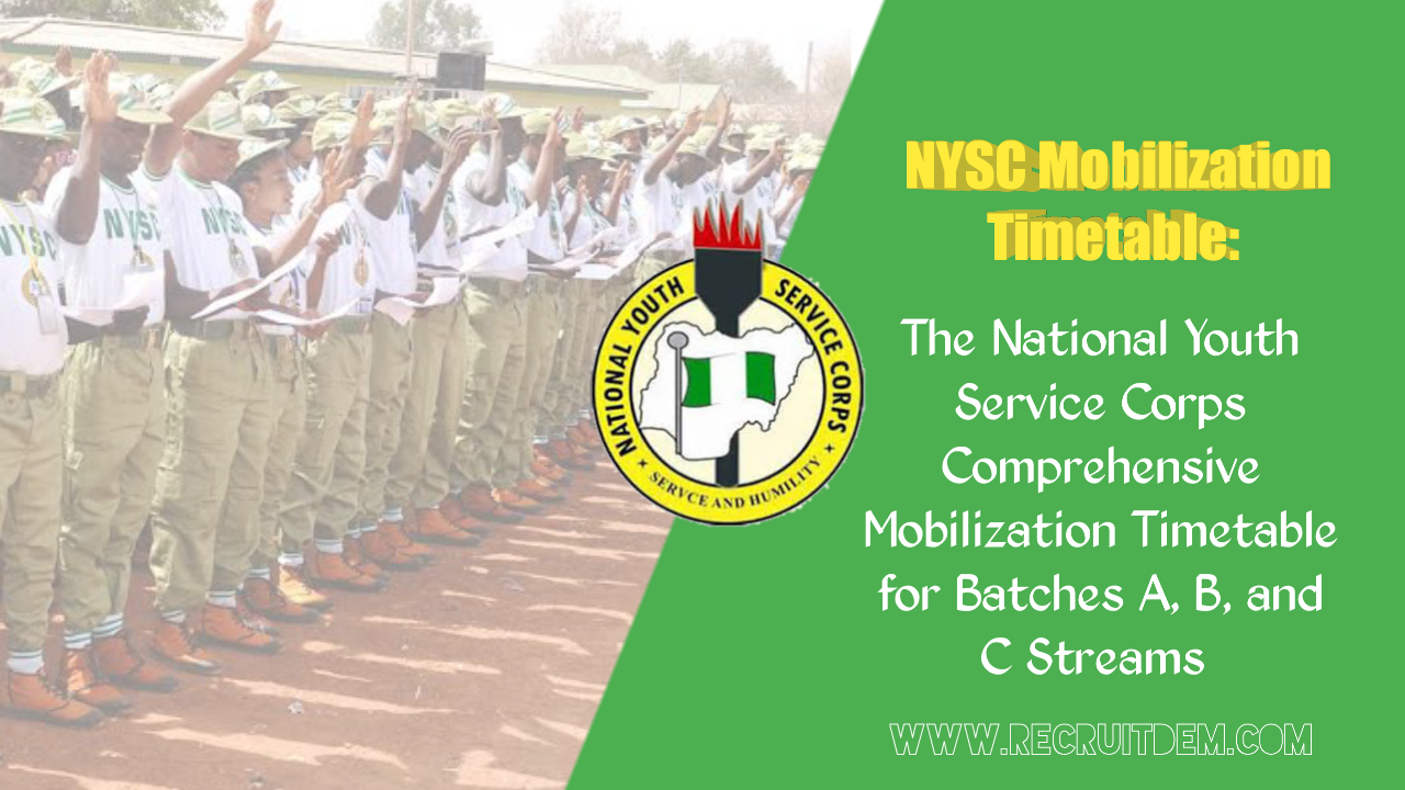 NYSC Mobilization Timetable 2024 For Batches A, B, And C Streams
